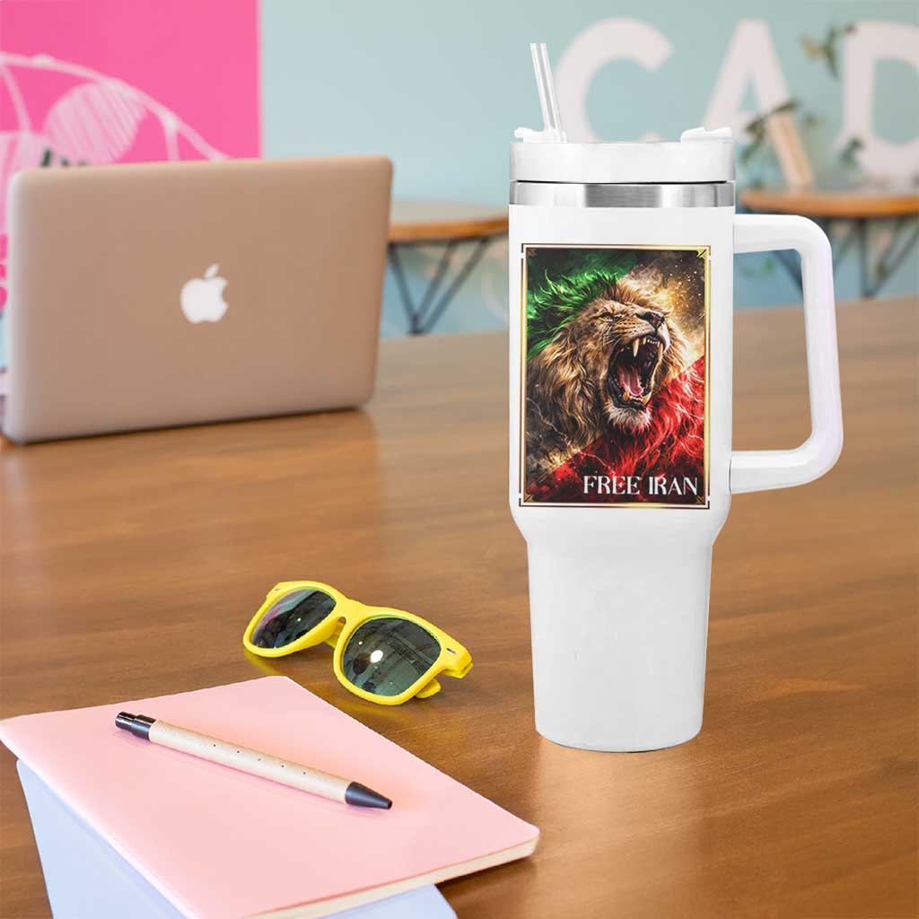 Free Iran Lion Tumbler With Handle Freedom Resistance Solidarity Movement Gift