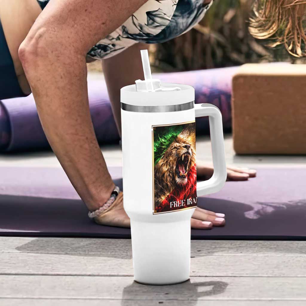 Free Iran Lion Tumbler With Handle Freedom Resistance Solidarity Movement Gift