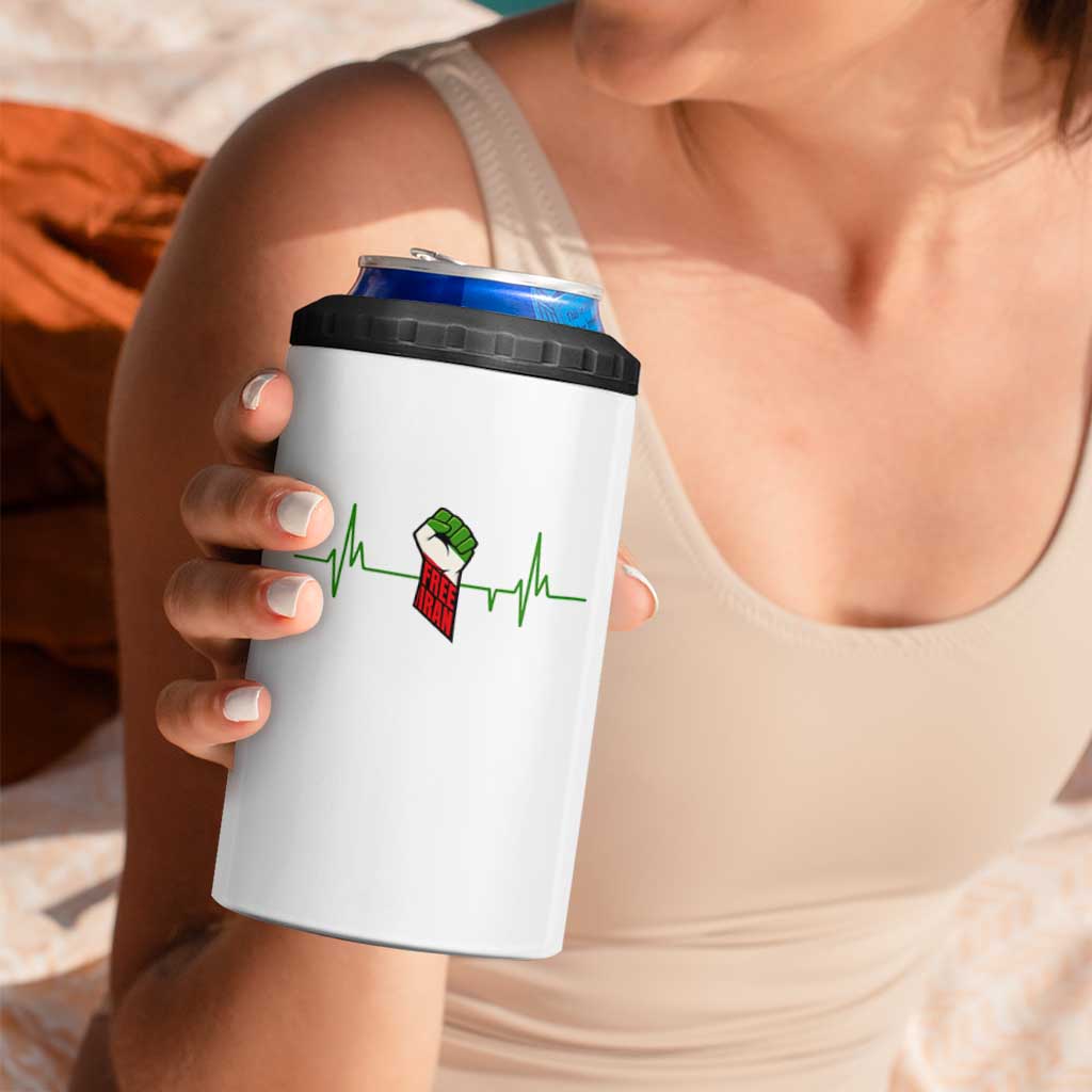 Free Iran 4 in 1 Can Cooler Tumbler Patriotic Heartbeat Flag Movement Gift