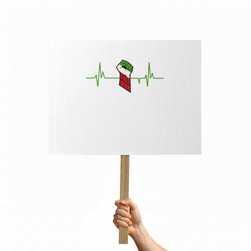 Free Iran Protest Sign Patriotic Heartbeat Flag Movement Gift