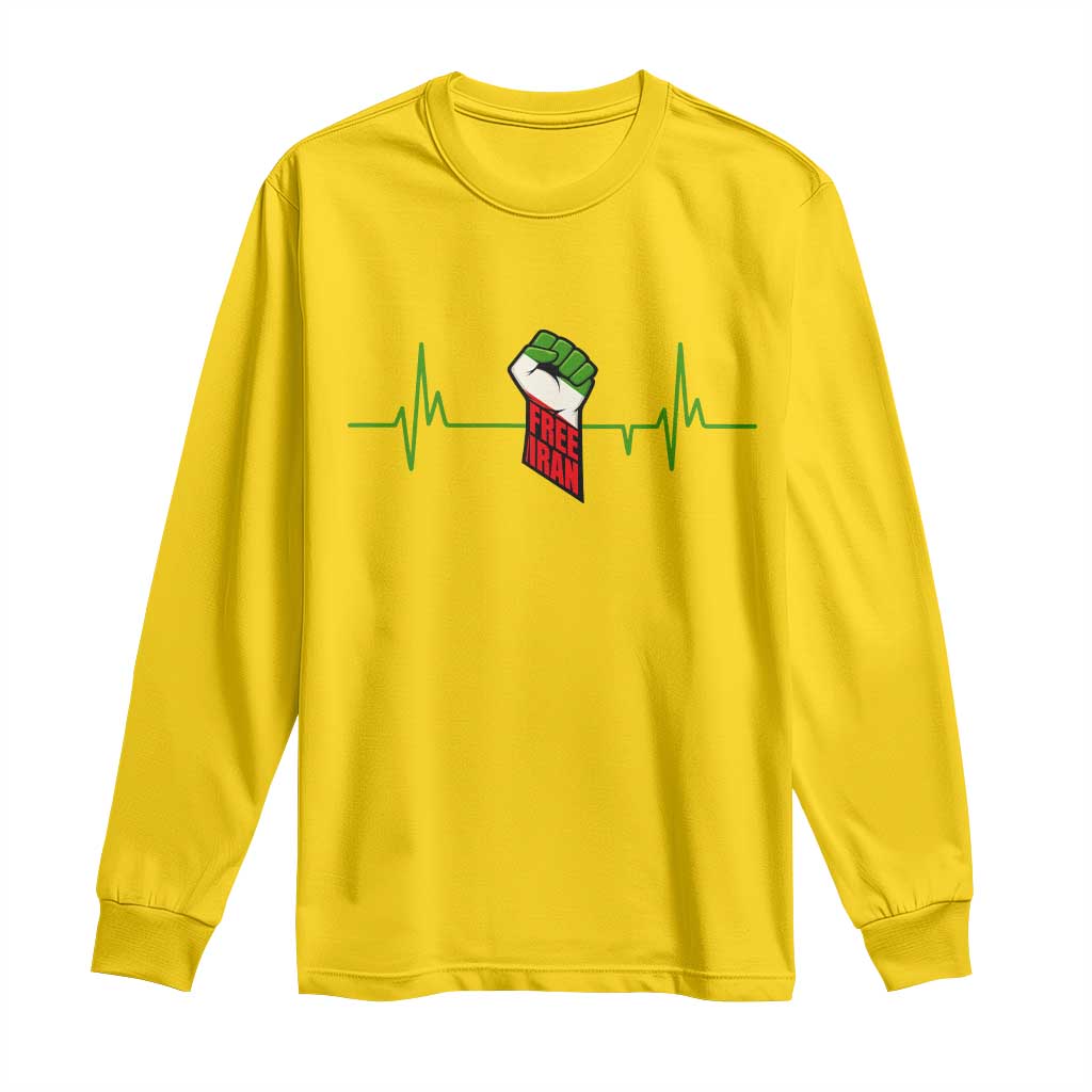 Free Iran Long Sleeve Shirt Patriotic Heartbeat Flag Movement Gift