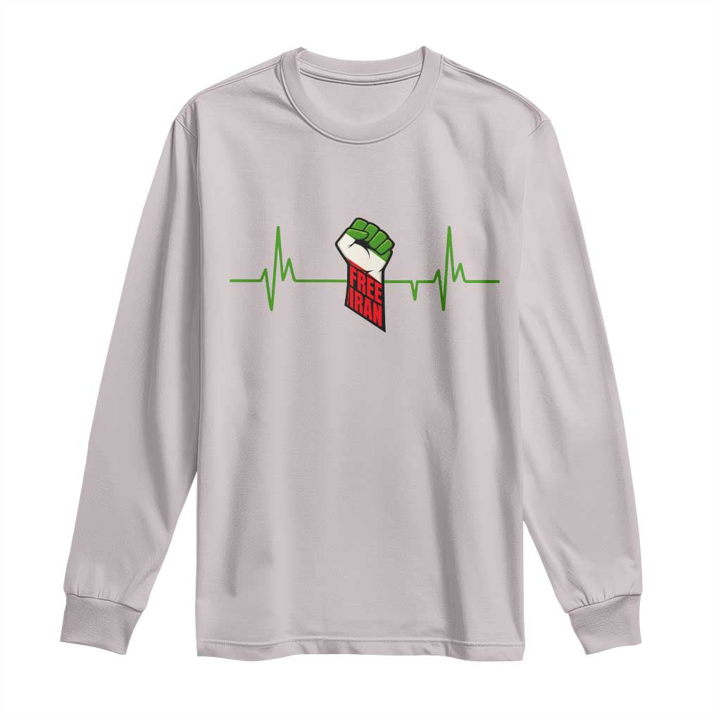 Free Iran Long Sleeve Shirt Patriotic Heartbeat Flag Movement Gift