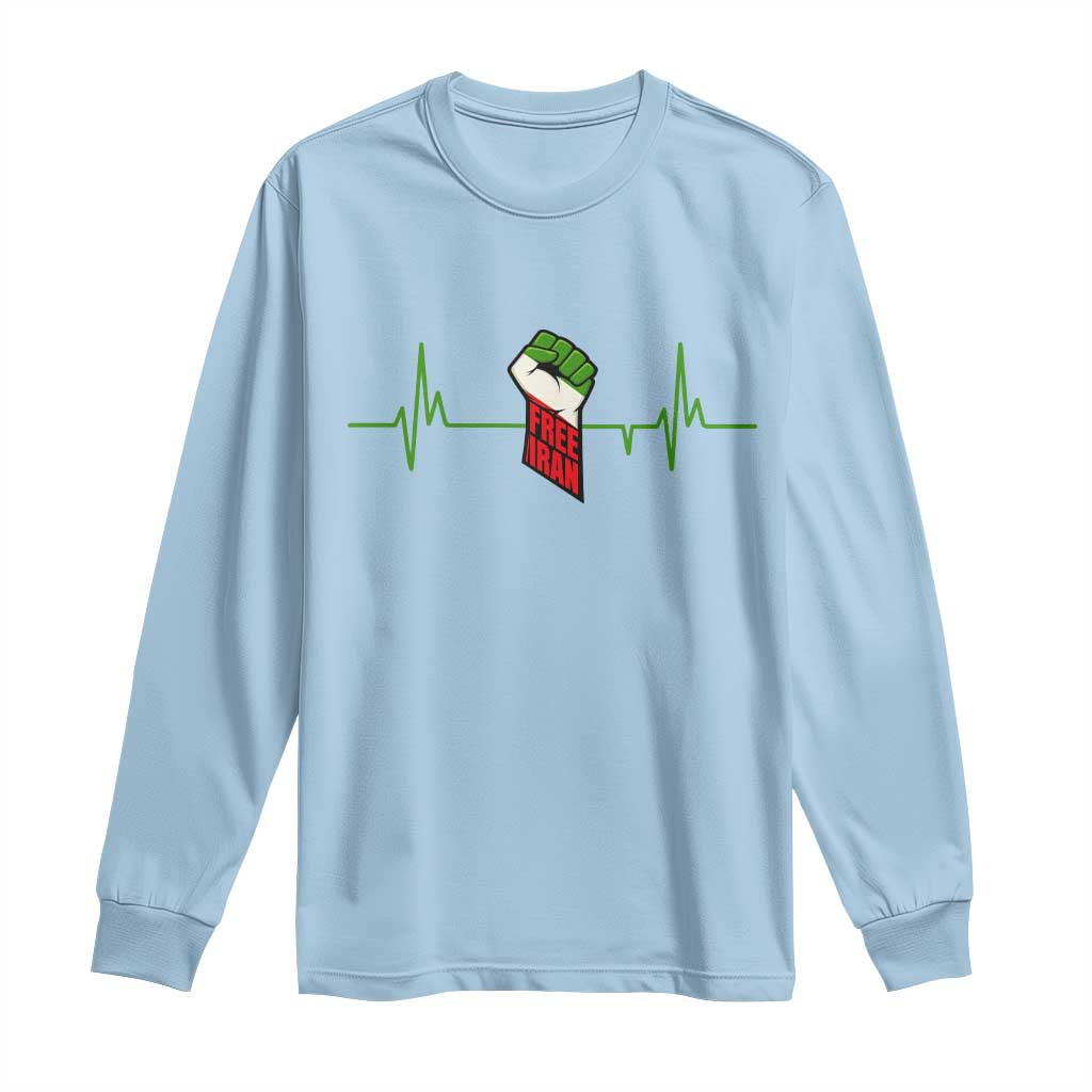 Free Iran Long Sleeve Shirt Patriotic Heartbeat Flag Movement Gift