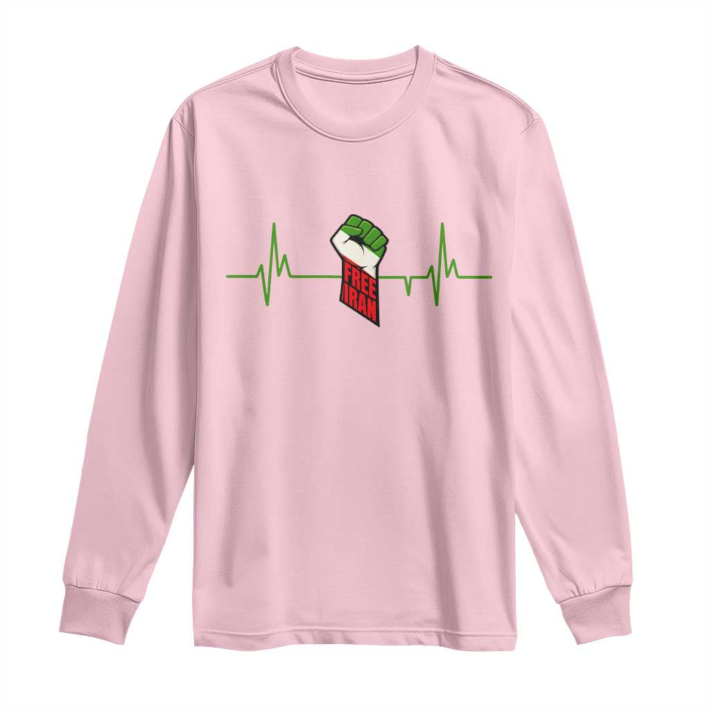 Free Iran Long Sleeve Shirt Patriotic Heartbeat Flag Movement Gift