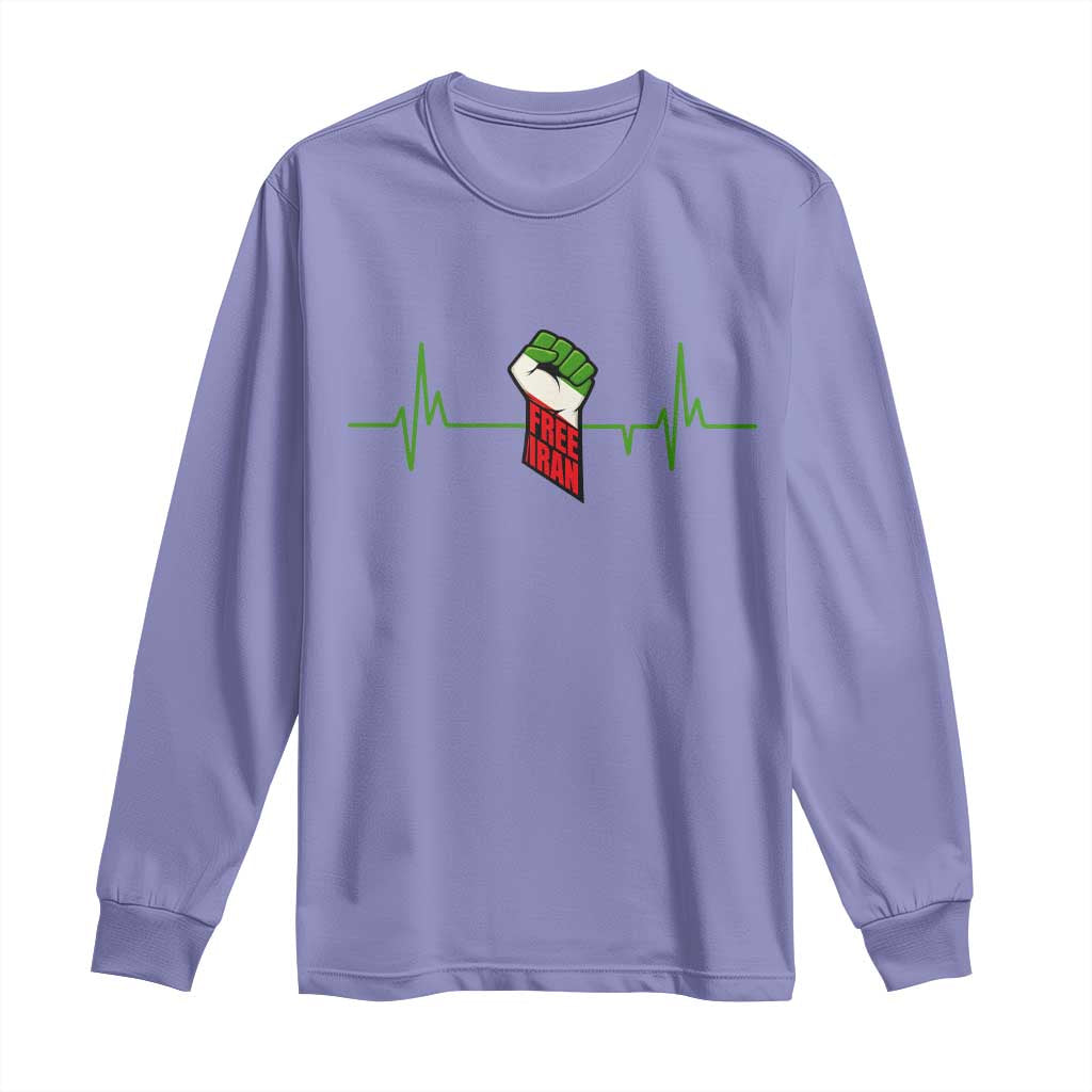 Free Iran Long Sleeve Shirt Patriotic Heartbeat Flag Movement Gift