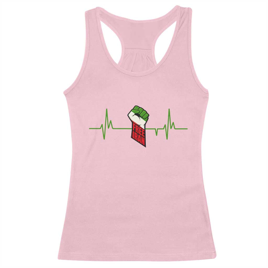 Free Iran Racerback Tank Top Patriotic Heartbeat Flag Movement Gift