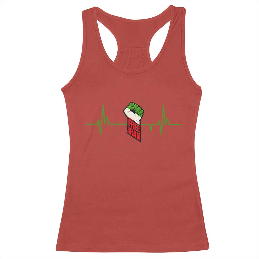 Free Iran Racerback Tank Top Patriotic Heartbeat Flag Movement Gift