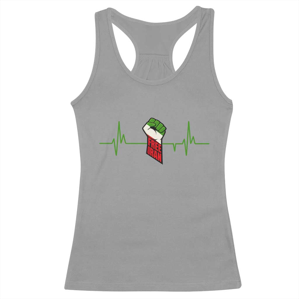 Free Iran Racerback Tank Top Patriotic Heartbeat Flag Movement Gift