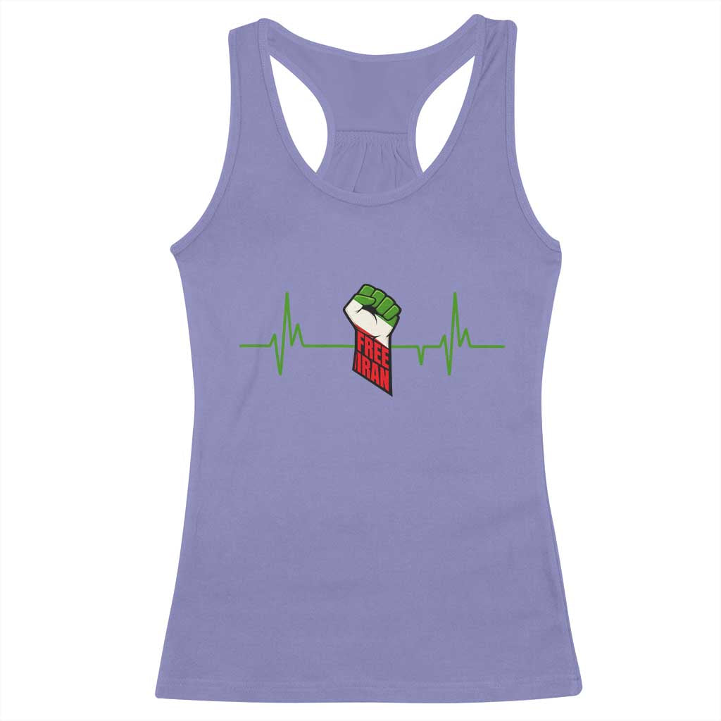 Free Iran Racerback Tank Top Patriotic Heartbeat Flag Movement Gift