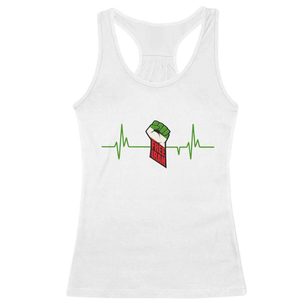Free Iran Racerback Tank Top Patriotic Heartbeat Flag Movement Gift