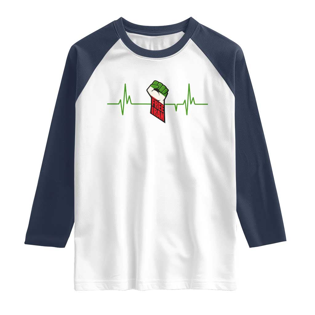 Free Iran Raglan Shirt Patriotic Heartbeat Flag Movement Gift