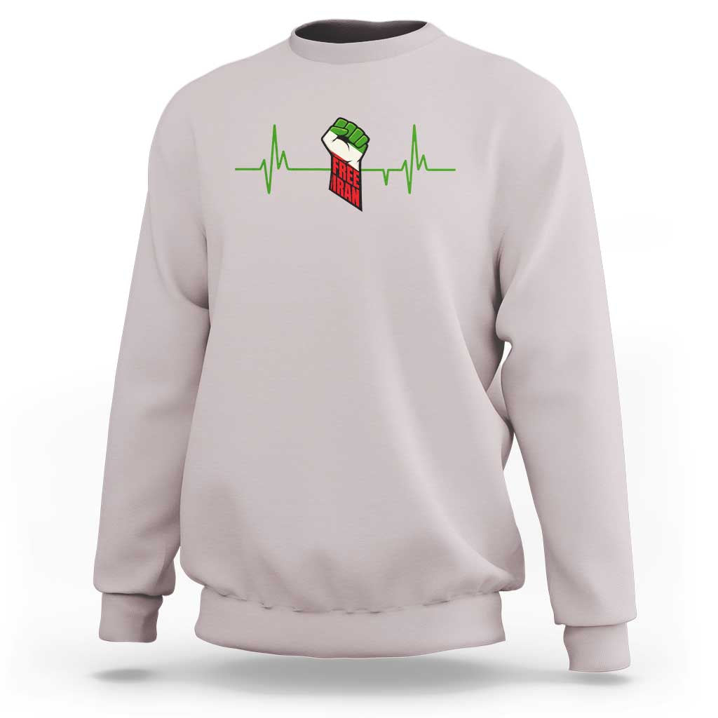 Free Iran Sweatshirt Patriotic Heartbeat Flag Movement Gift