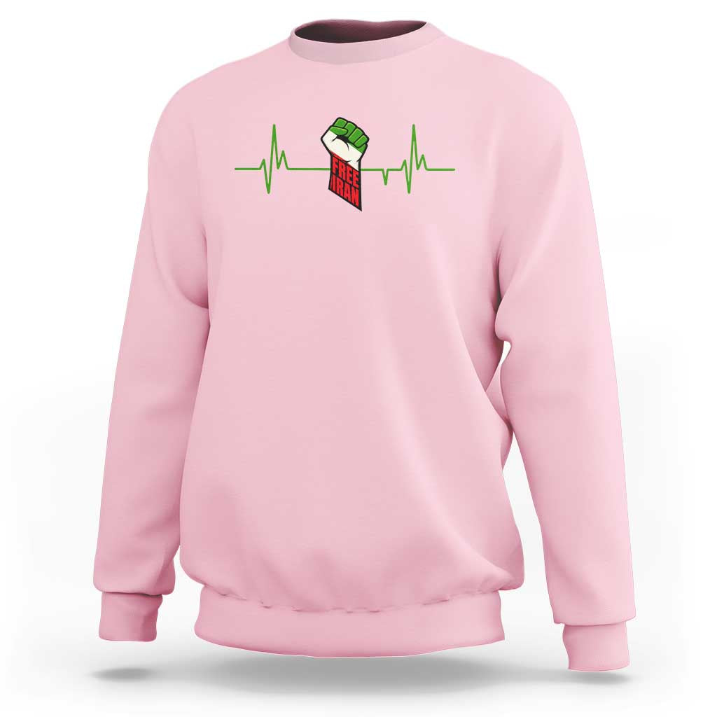 Free Iran Sweatshirt Patriotic Heartbeat Flag Movement Gift