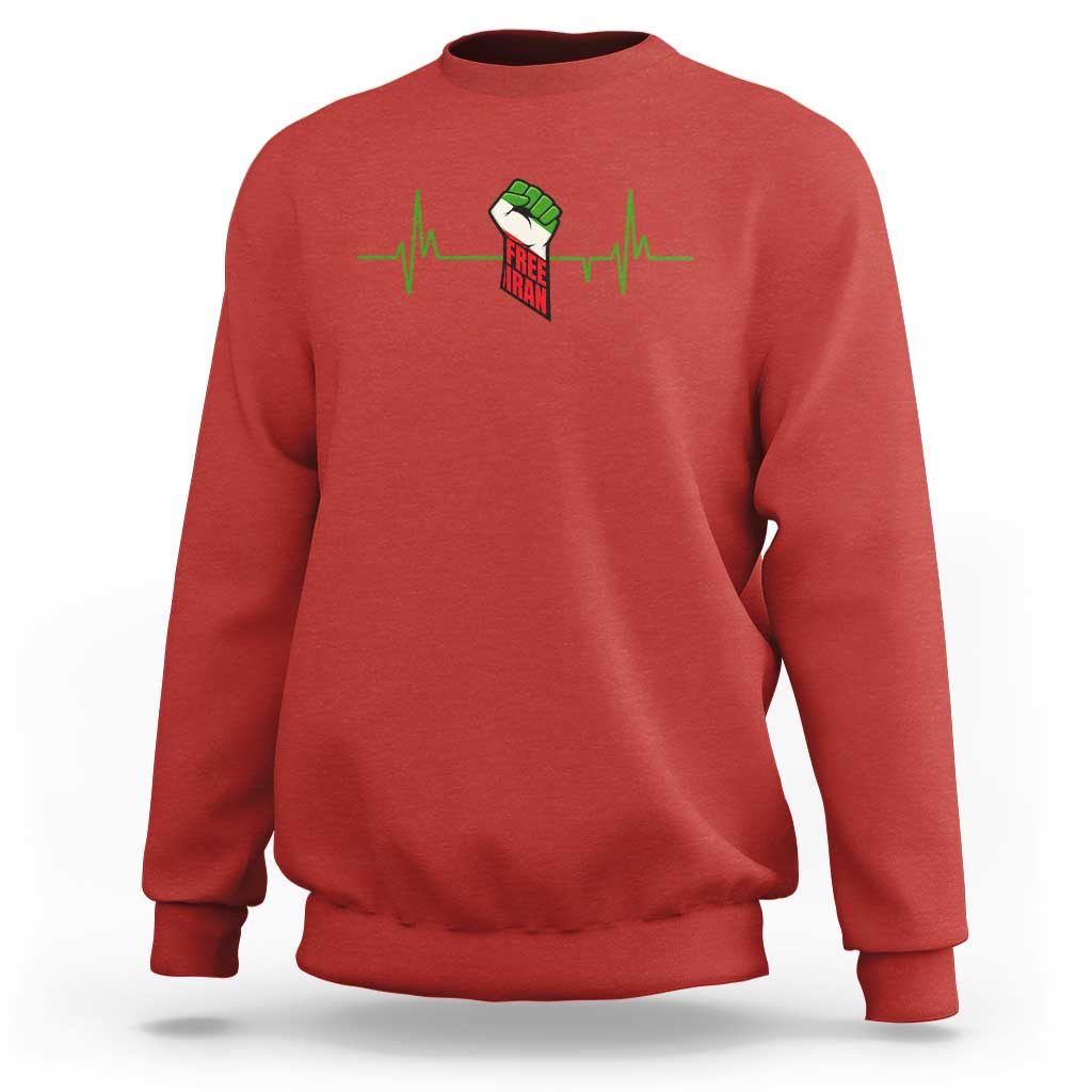 Free Iran Sweatshirt Patriotic Heartbeat Flag Movement Gift