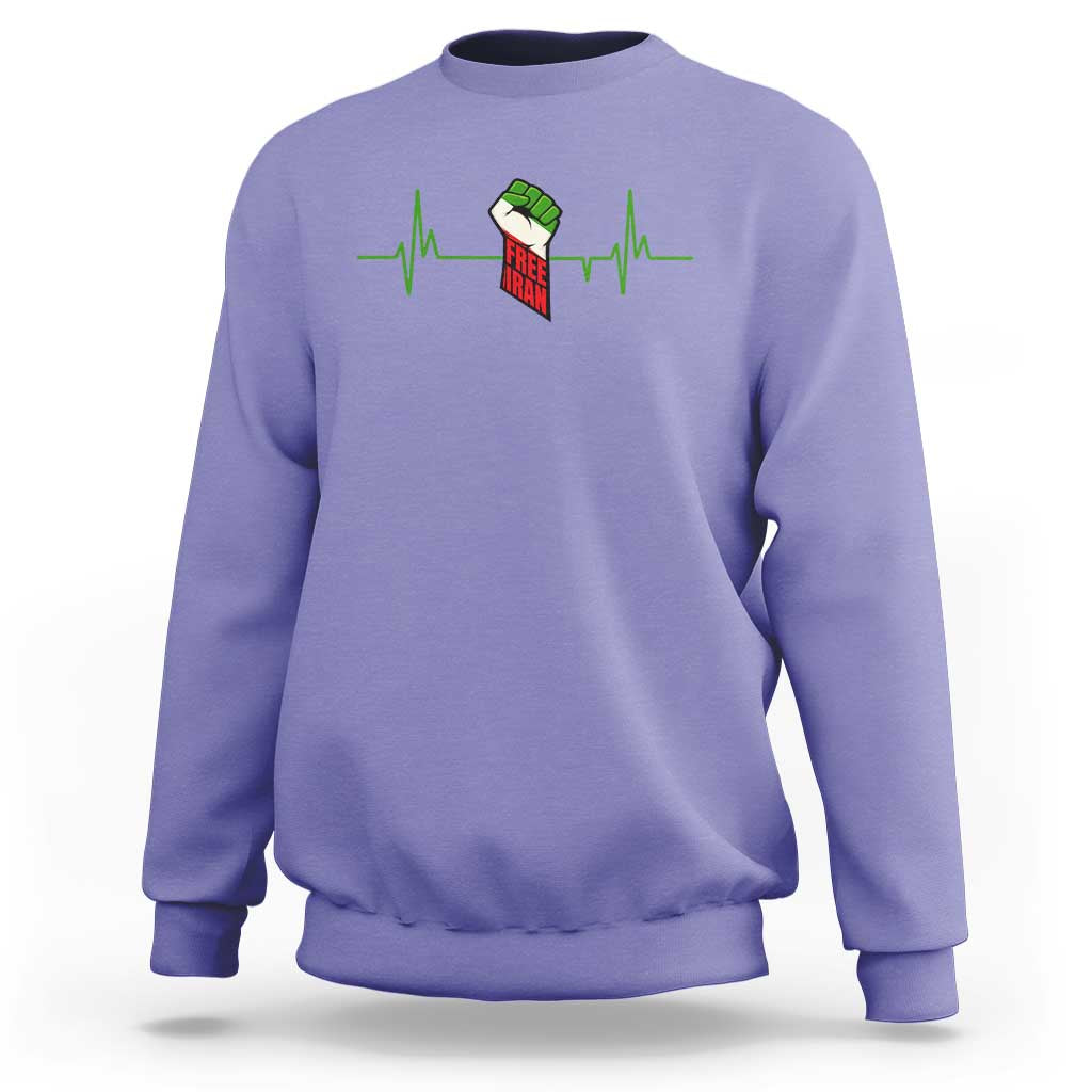 Free Iran Sweatshirt Patriotic Heartbeat Flag Movement Gift