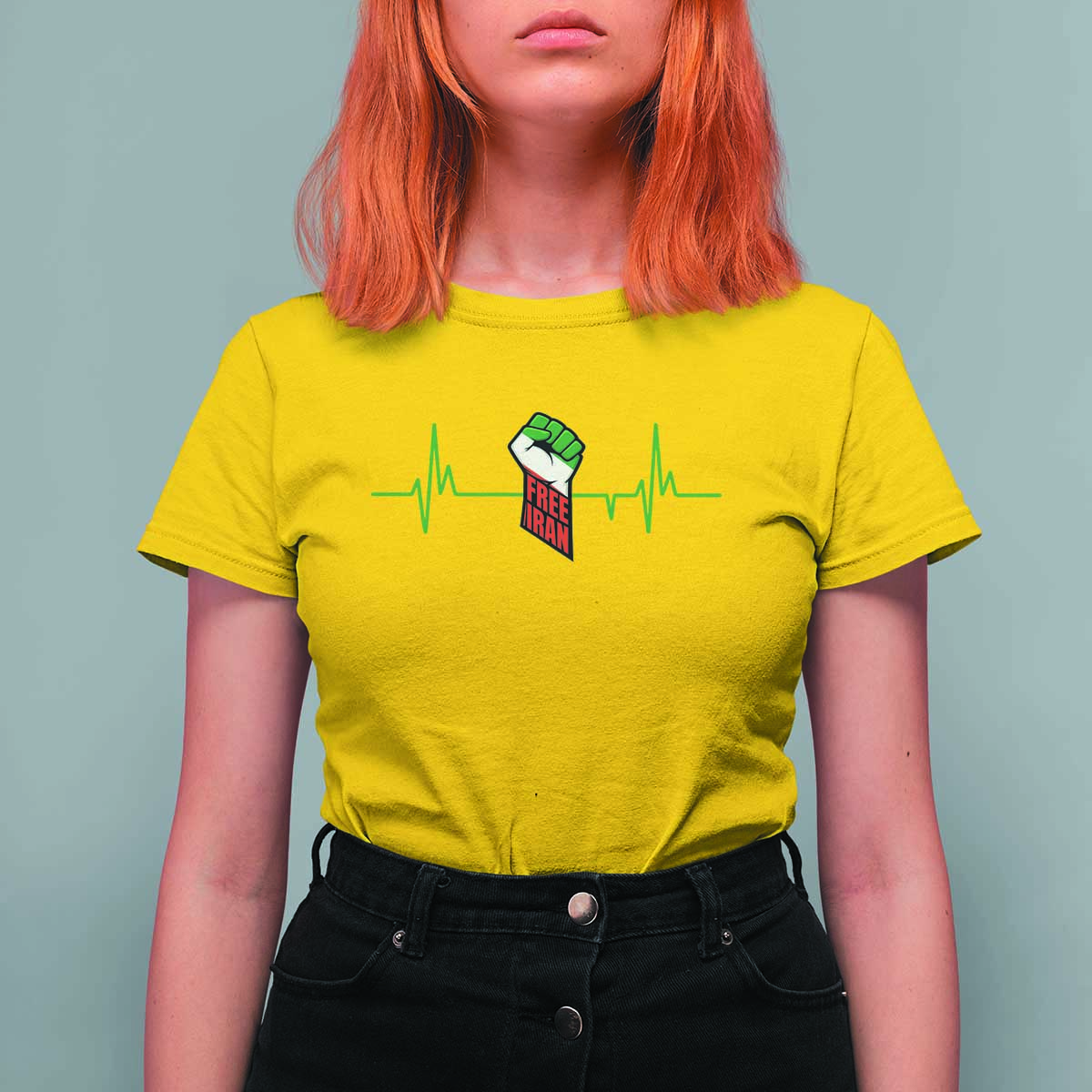 Free Iran T Shirt For Women Patriotic Heartbeat Flag Movement Gift