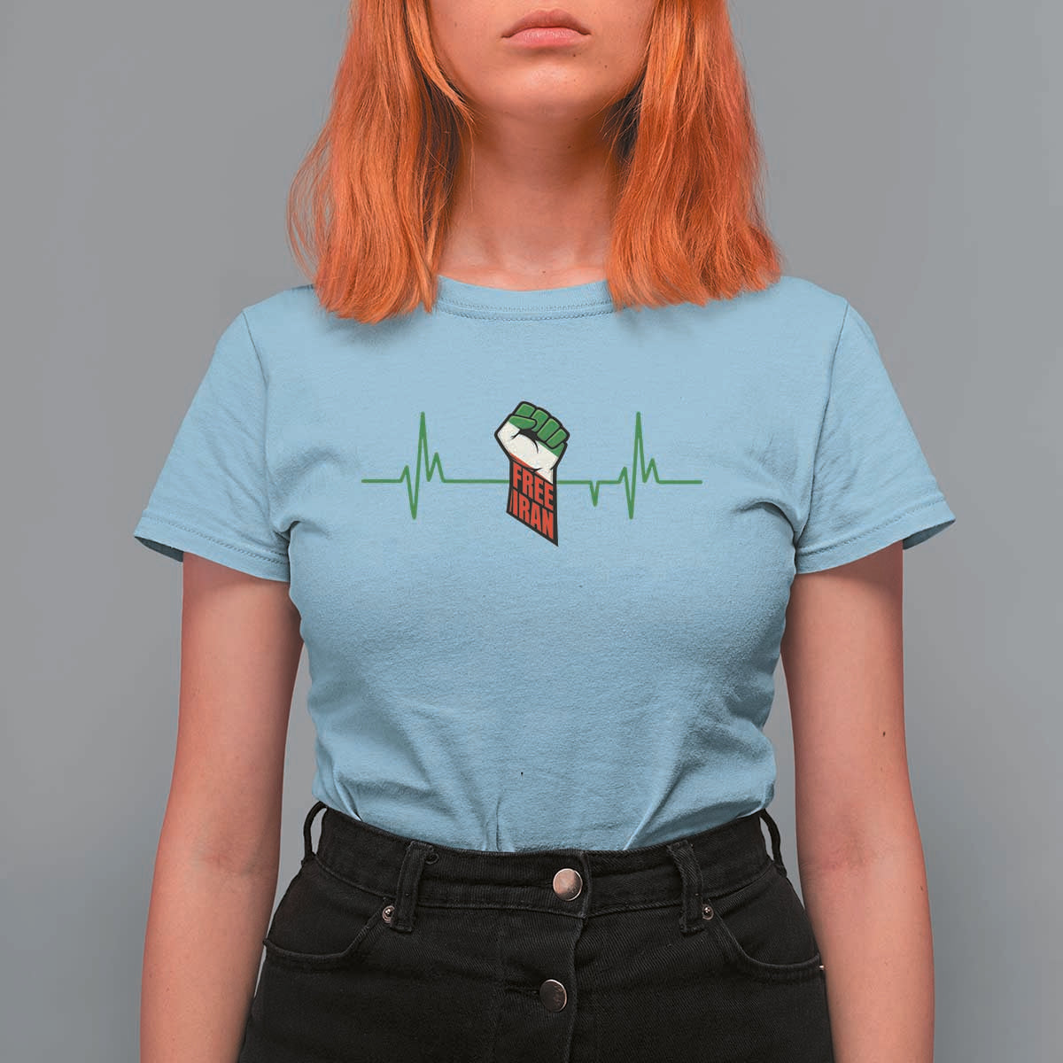 Free Iran T Shirt For Women Patriotic Heartbeat Flag Movement Gift