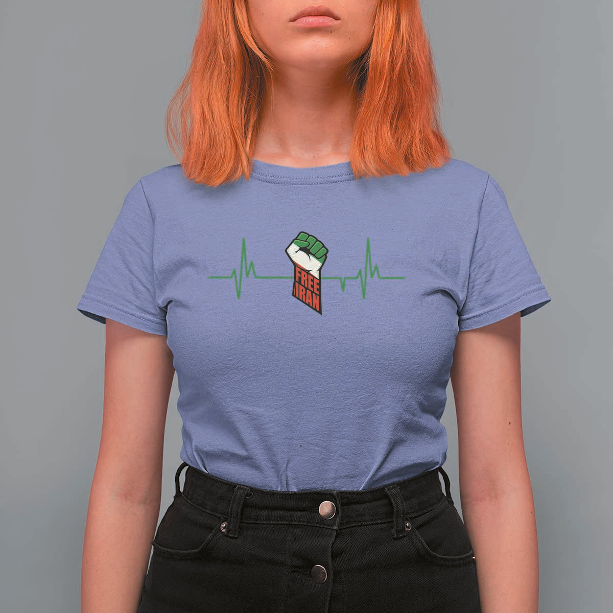 Free Iran T Shirt For Women Patriotic Heartbeat Flag Movement Gift