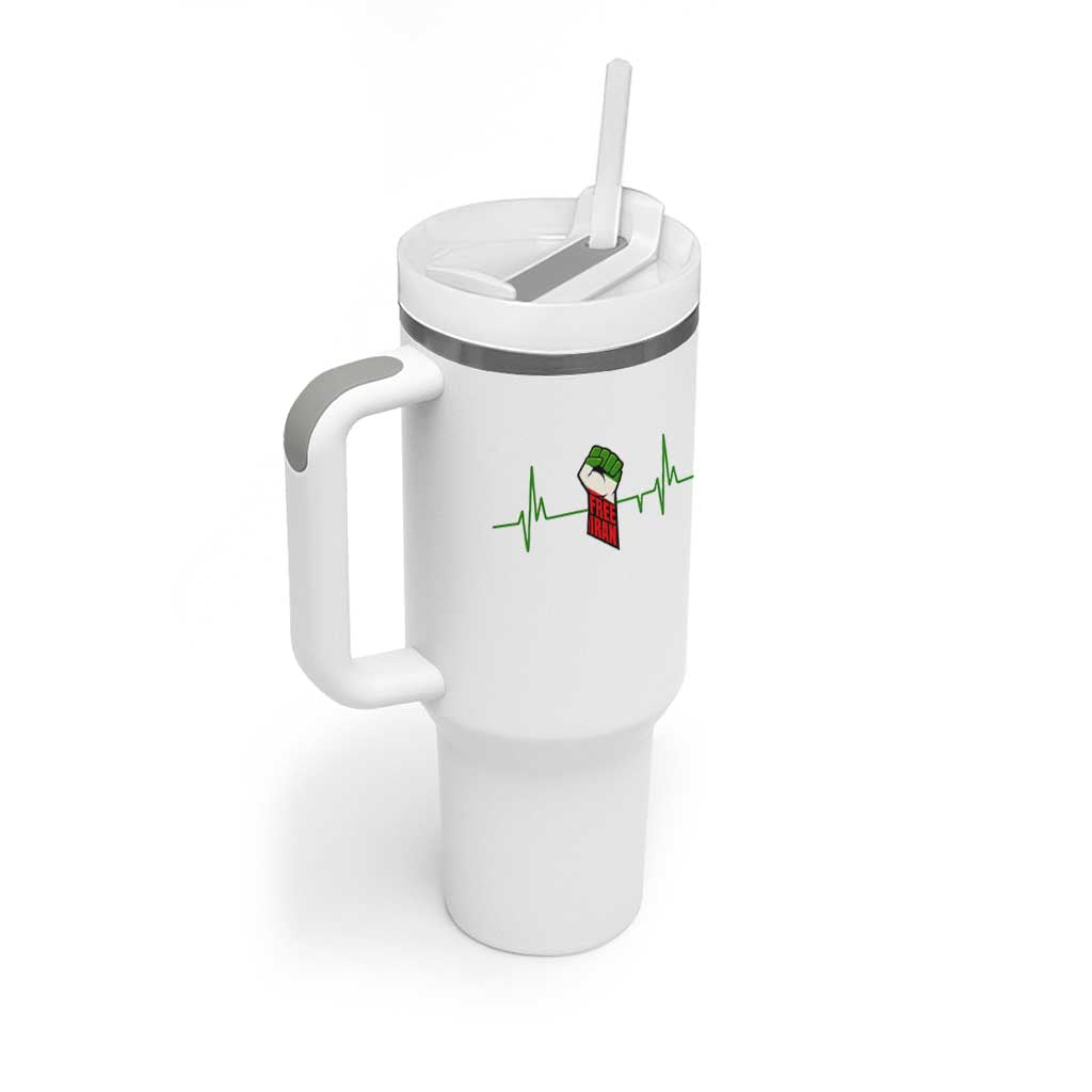 Free Iran Tumbler With Handle Patriotic Heartbeat Flag Movement Gift