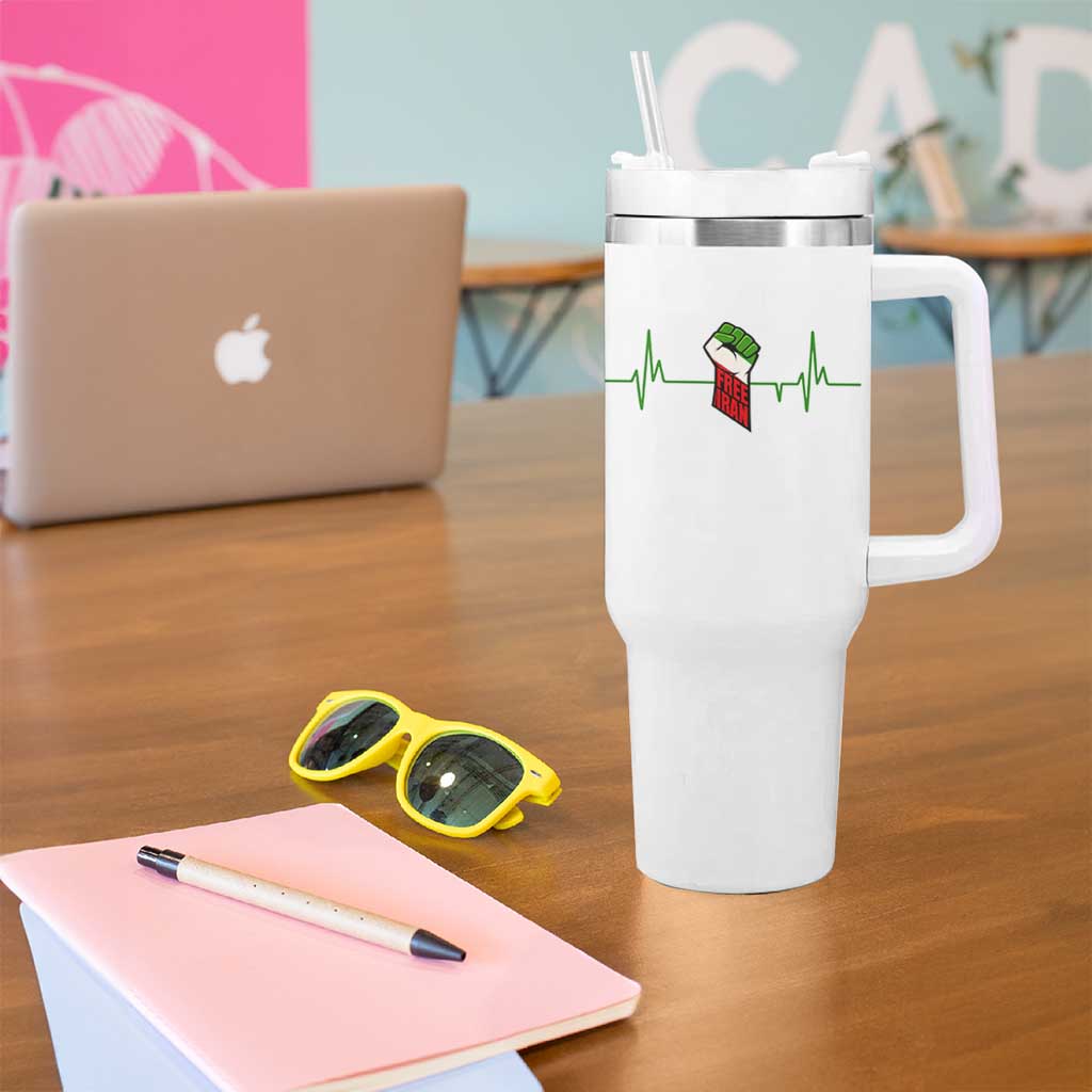 Free Iran Tumbler With Handle Patriotic Heartbeat Flag Movement Gift