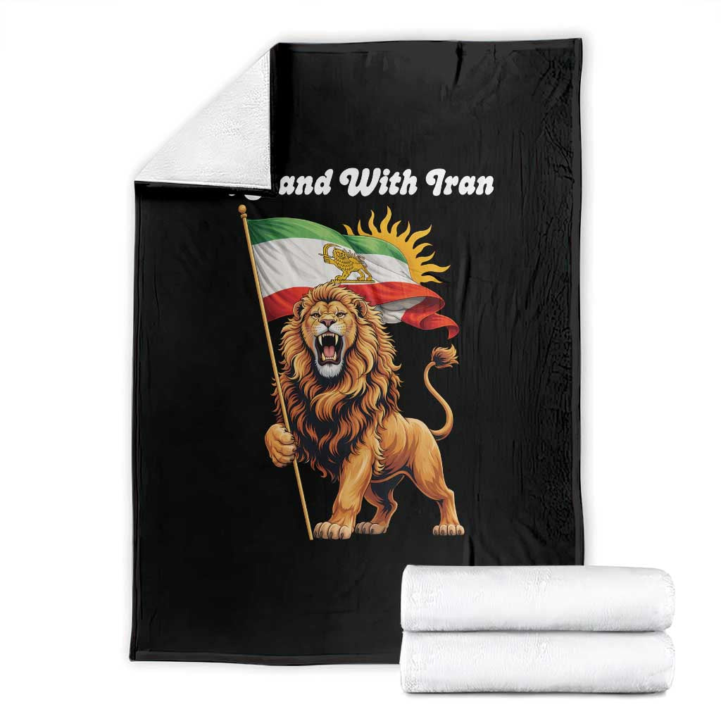 I Stand With Iran Throw Blanket Freedom Lion Patriotic Resistance Gift