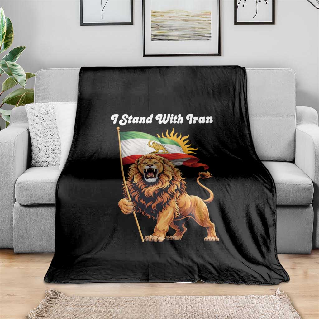 I Stand With Iran Throw Blanket Freedom Lion Patriotic Resistance Gift