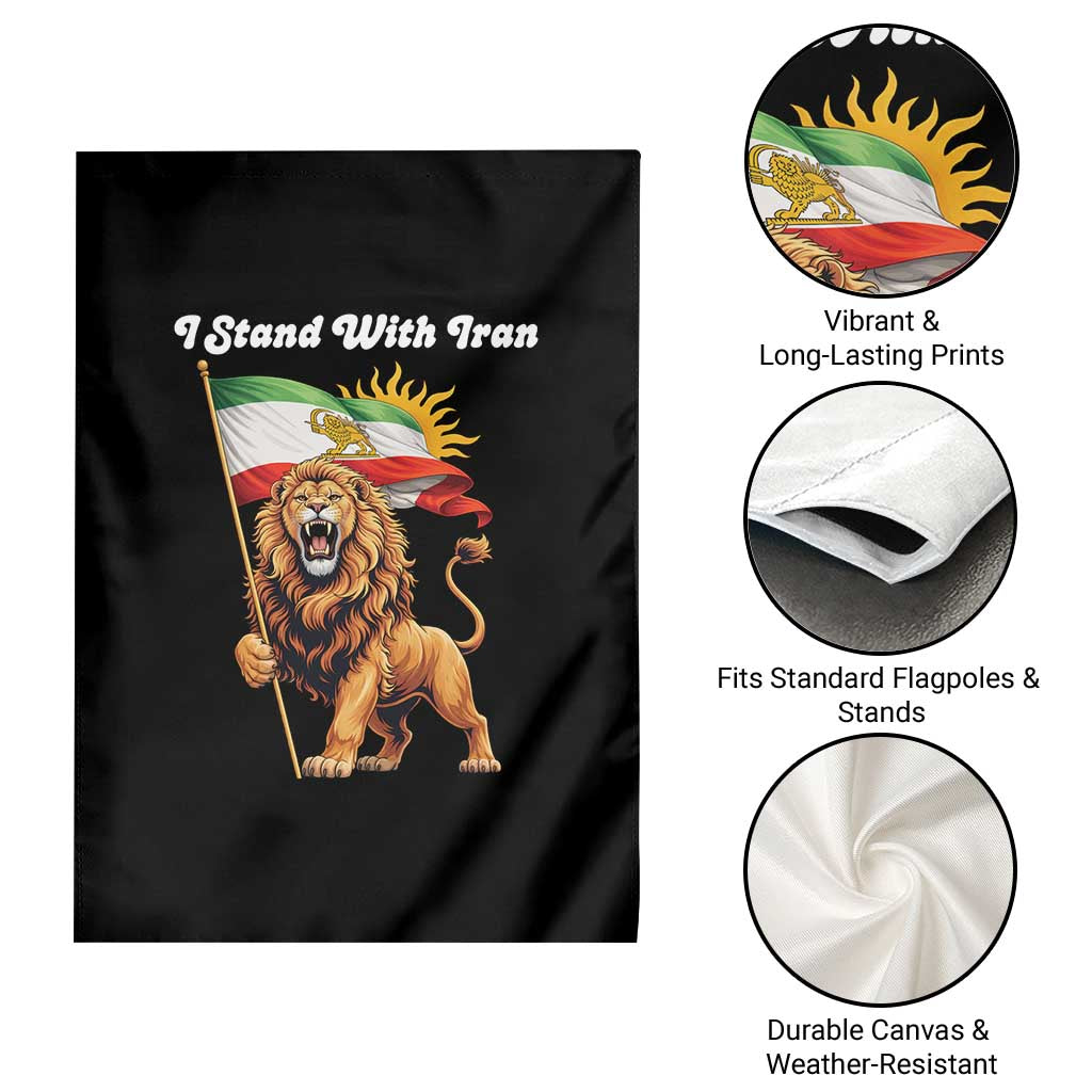I Stand With Iran Garden Flag Freedom Lion Patriotic Resistance Gift