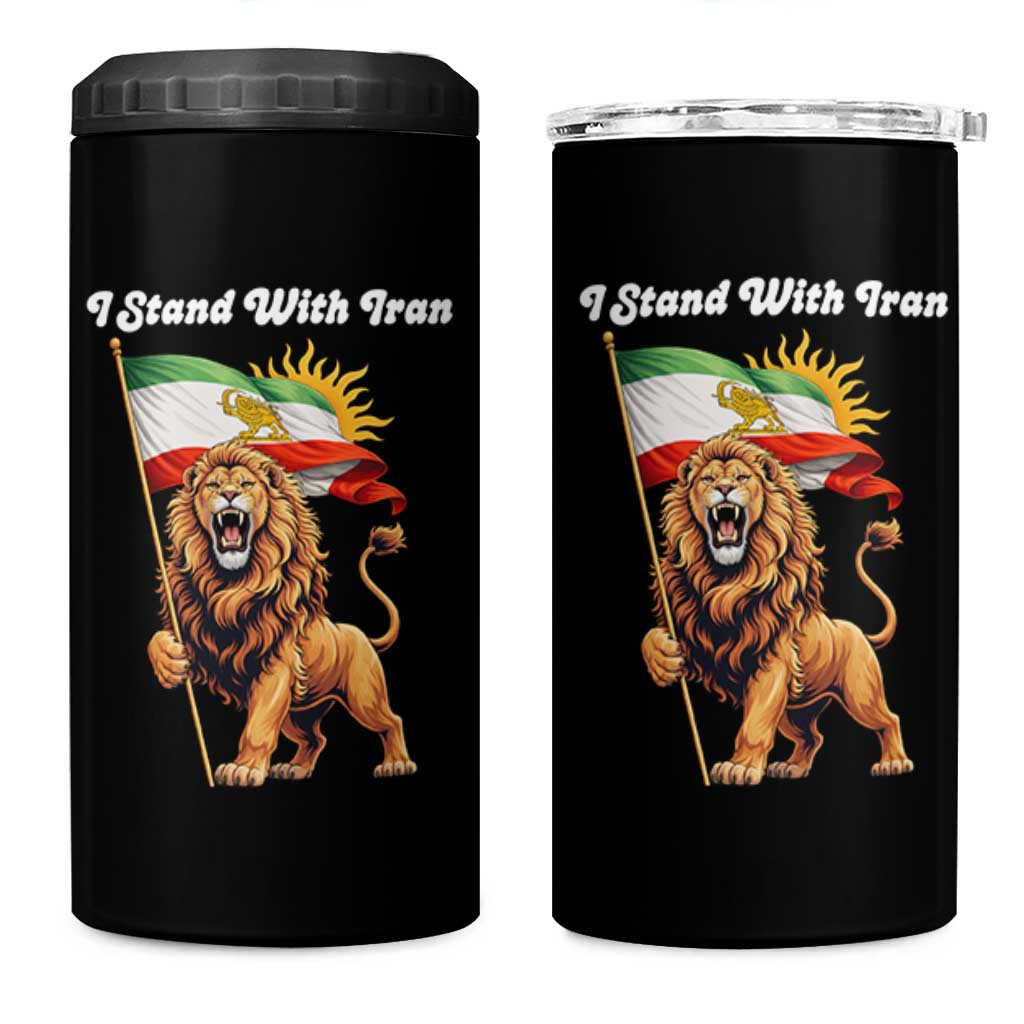 I Stand With Iran 4 in 1 Can Cooler Tumbler Freedom Lion Patriotic Resistance Gift