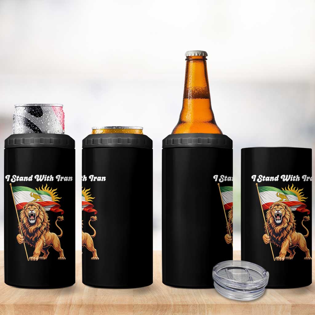 I Stand With Iran 4 in 1 Can Cooler Tumbler Freedom Lion Patriotic Resistance Gift