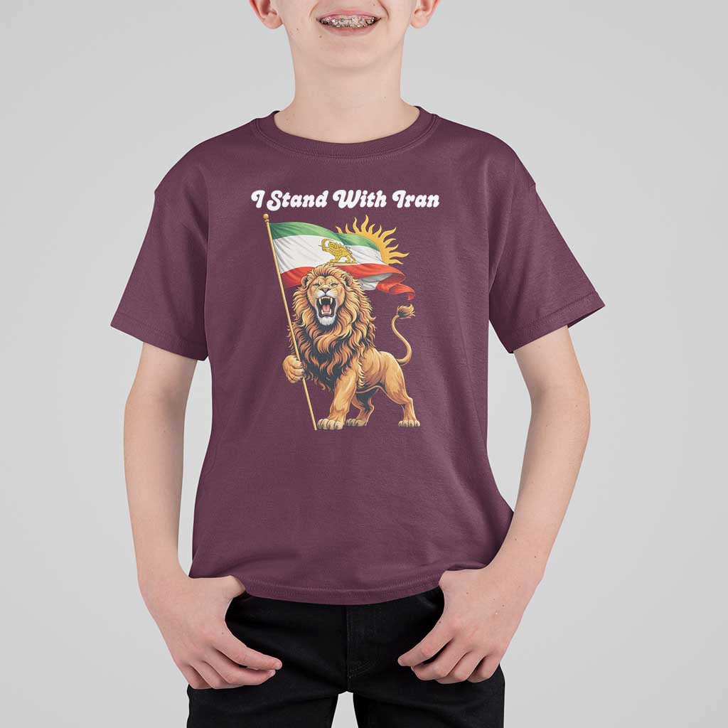 I Stand With Iran T Shirt For Kid Freedom Lion Patriotic Resistance Gift
