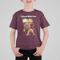 I Stand With Iran T Shirt For Kid Freedom Lion Patriotic Resistance Gift