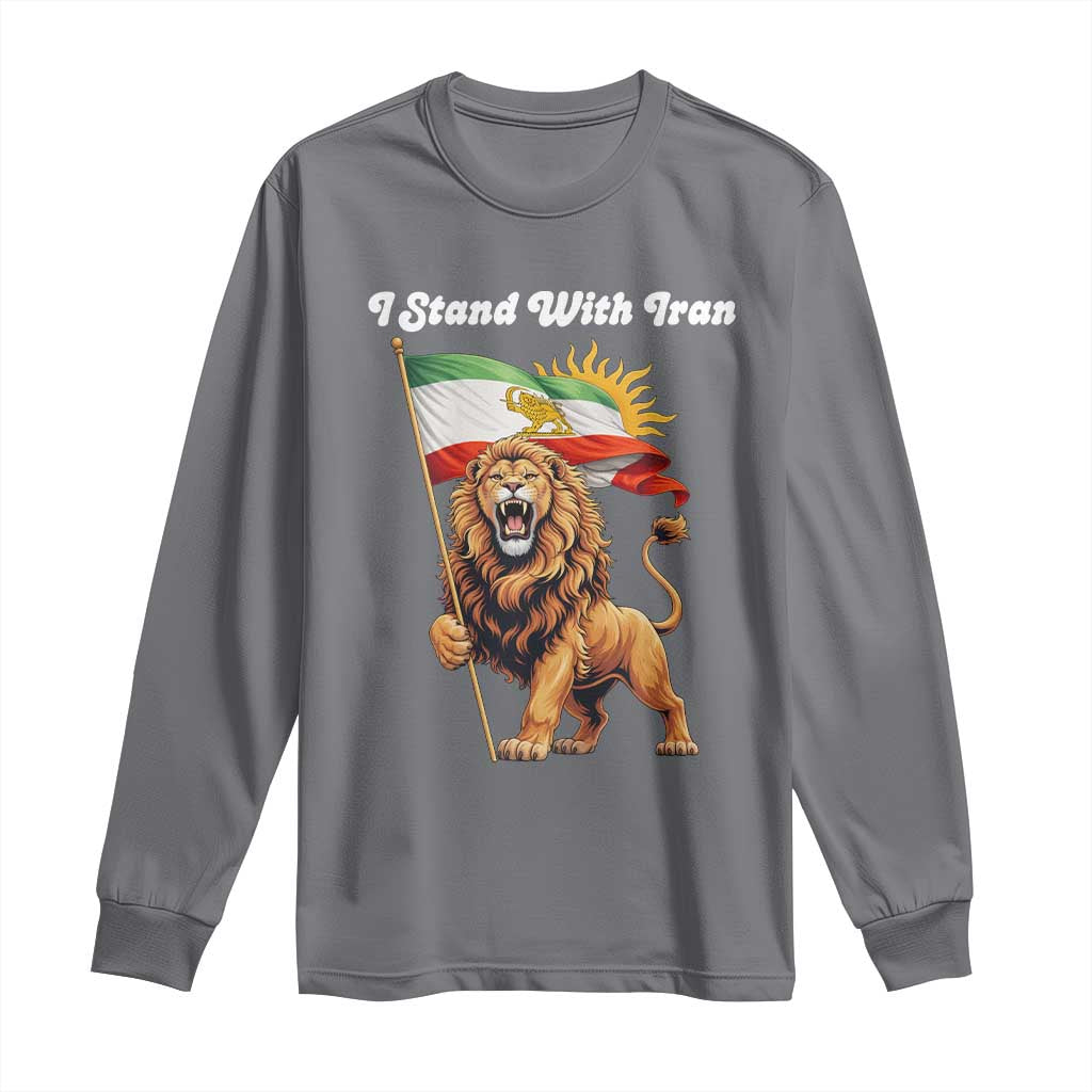 I Stand With Iran Long Sleeve Shirt Freedom Lion Patriotic Resistance Gift