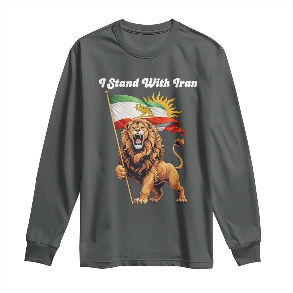I Stand With Iran Long Sleeve Shirt Freedom Lion Patriotic Resistance Gift