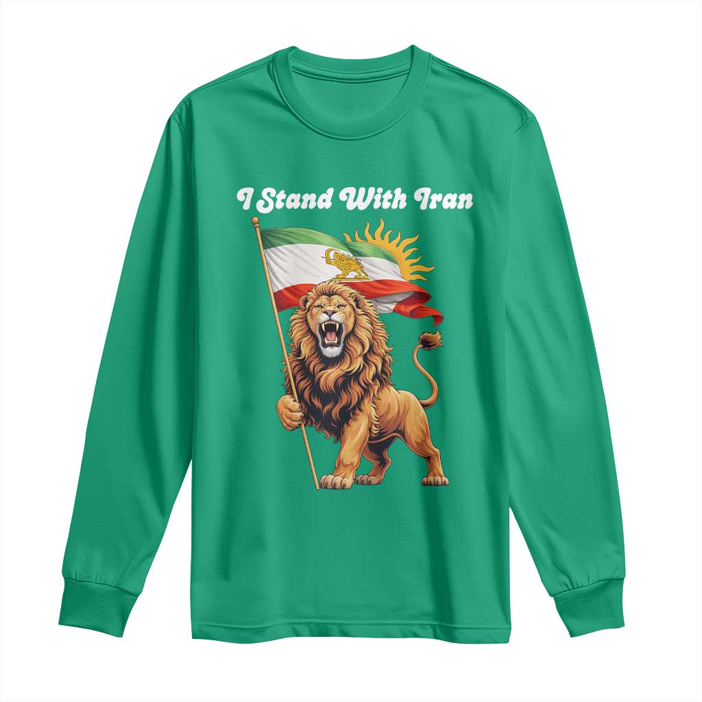I Stand With Iran Long Sleeve Shirt Freedom Lion Patriotic Resistance Gift