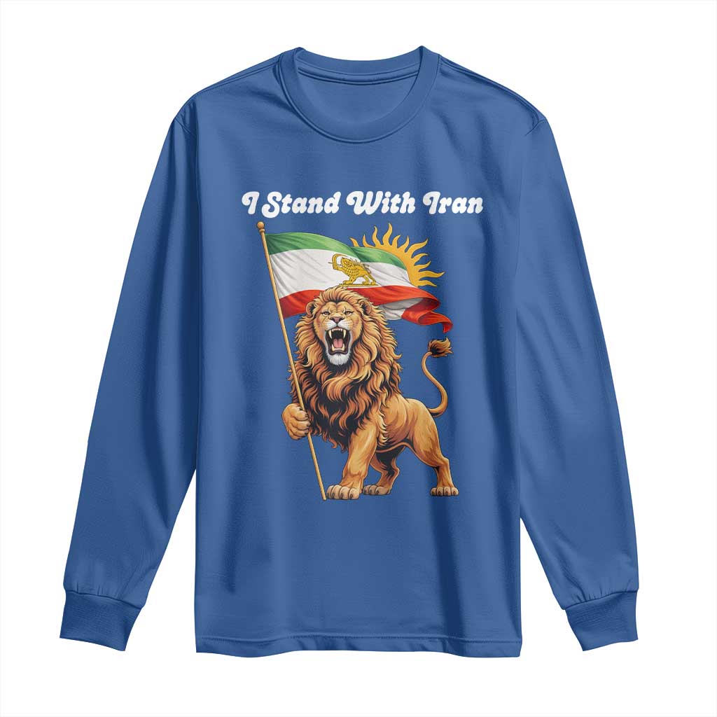 I Stand With Iran Long Sleeve Shirt Freedom Lion Patriotic Resistance Gift