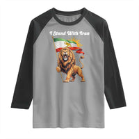 I Stand With Iran Raglan Shirt Freedom Lion Patriotic Resistance Gift