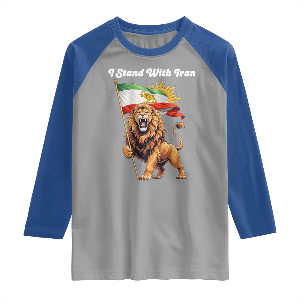 I Stand With Iran Raglan Shirt Freedom Lion Patriotic Resistance Gift