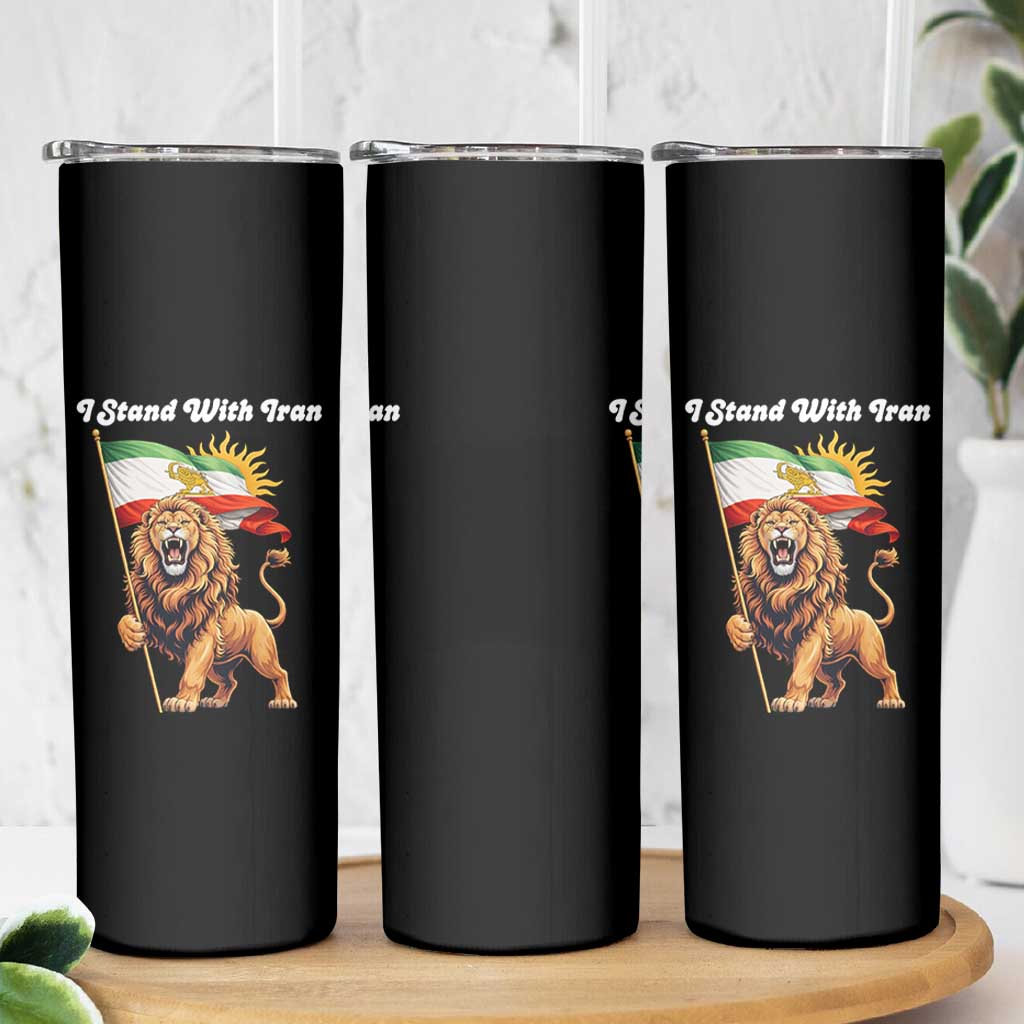 I Stand With Iran Skinny Tumbler Freedom Lion Patriotic Resistance Gift