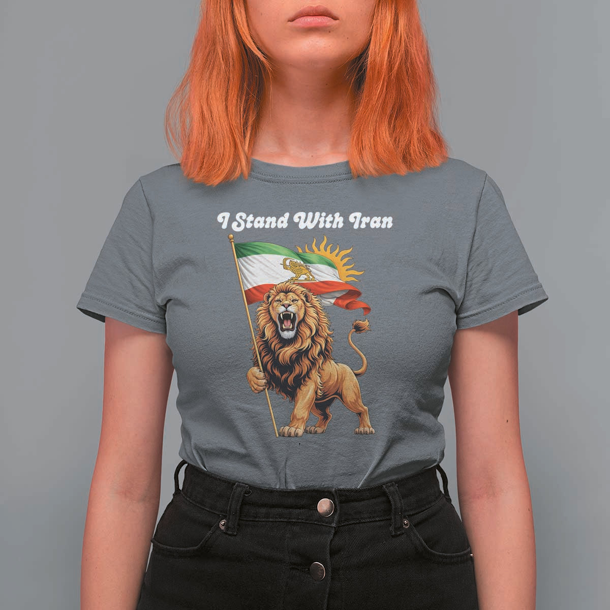 I Stand With Iran T Shirt For Women Freedom Lion Patriotic Resistance Gift