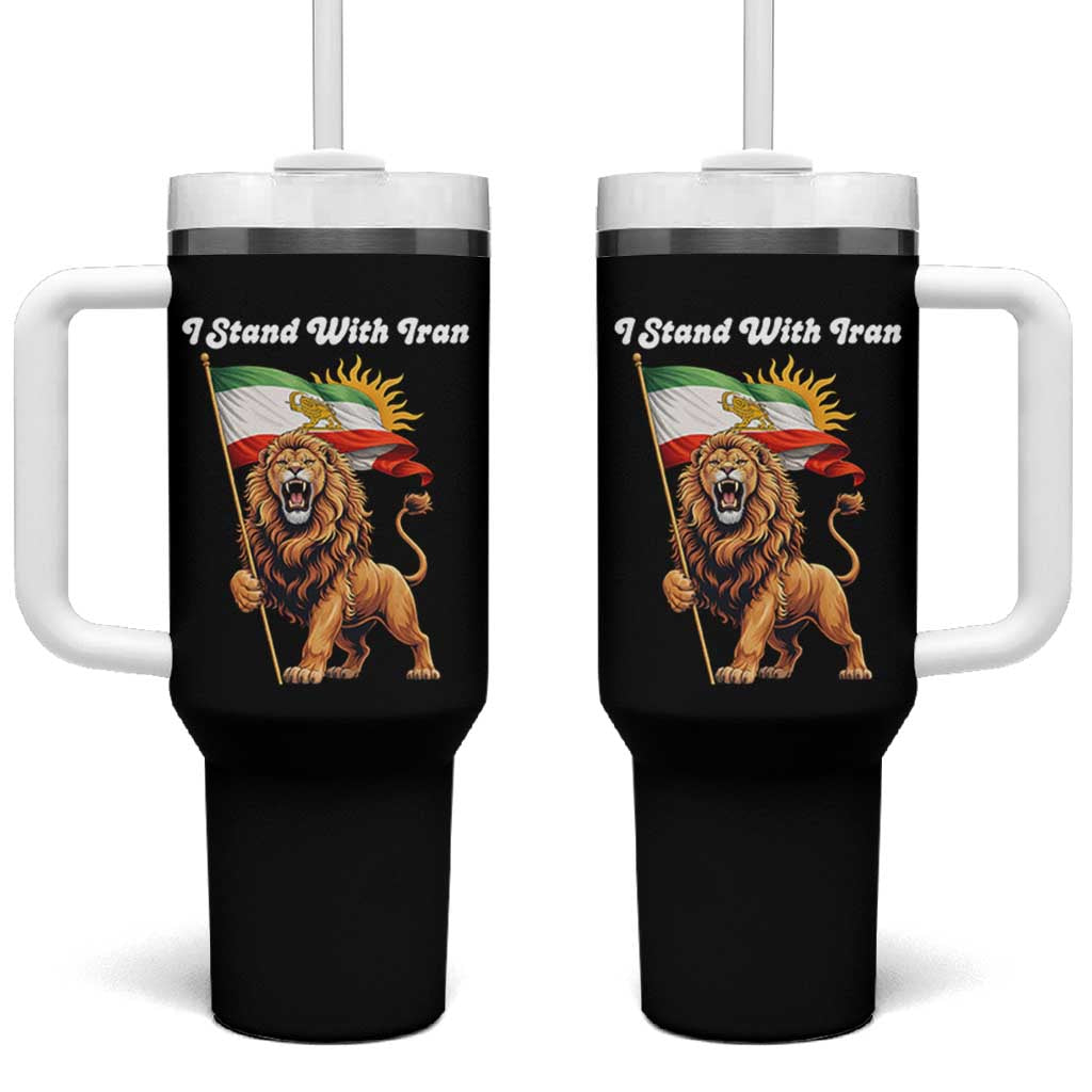 I Stand With Iran Tumbler With Handle Freedom Lion Patriotic Resistance Gift