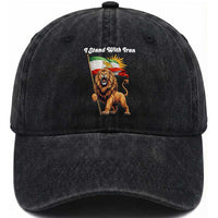 I Stand With Iran Washed Cotton Baseball Cap Freedom Lion Patriotic Resistance Gift