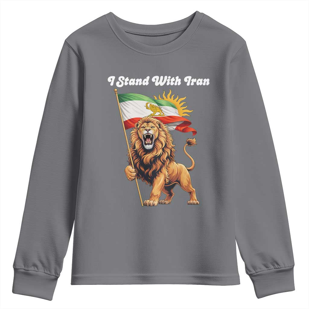 I Stand With Iran Youth Sweatshirt Freedom Lion Patriotic Resistance Gift