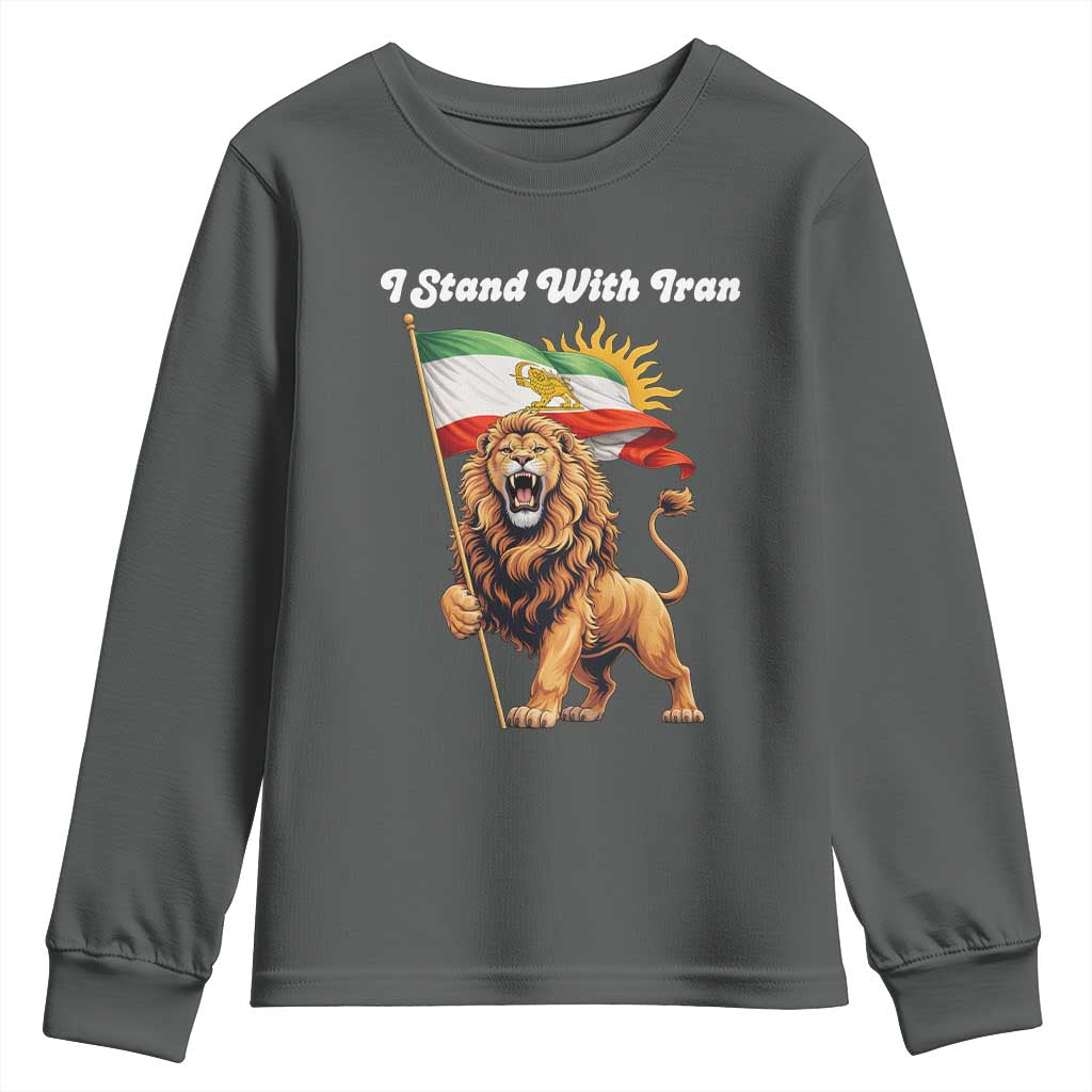 I Stand With Iran Youth Sweatshirt Freedom Lion Patriotic Resistance Gift