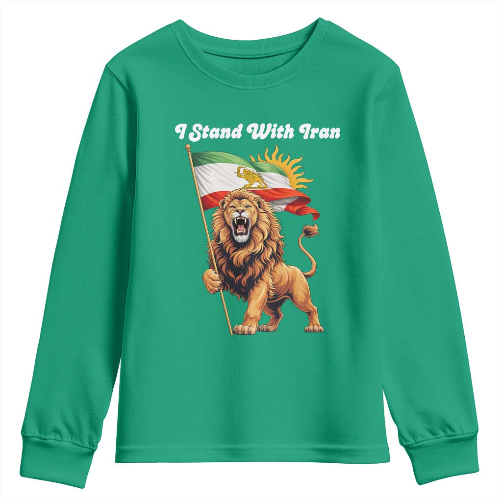 I Stand With Iran Youth Sweatshirt Freedom Lion Patriotic Resistance Gift