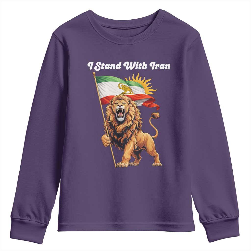 I Stand With Iran Youth Sweatshirt Freedom Lion Patriotic Resistance Gift