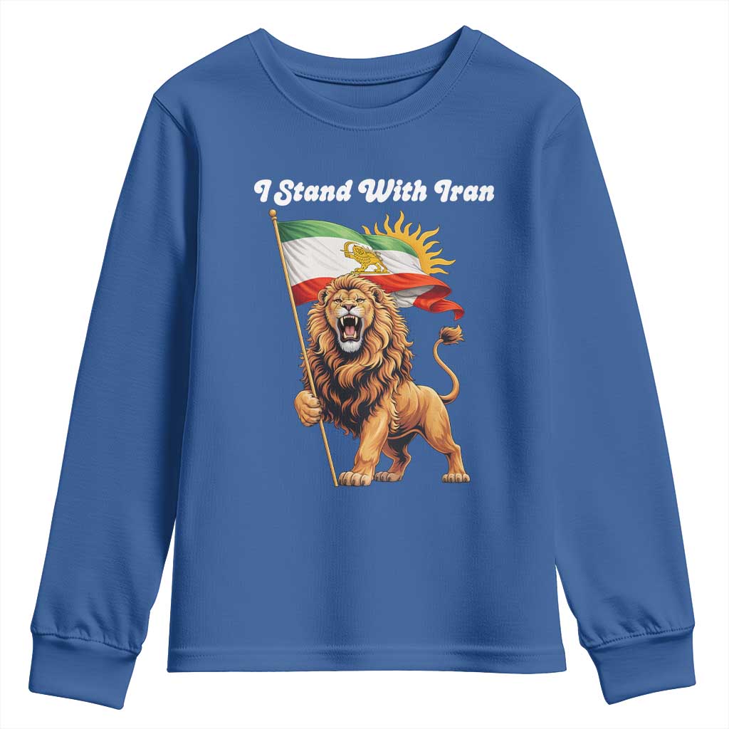 I Stand With Iran Youth Sweatshirt Freedom Lion Patriotic Resistance Gift