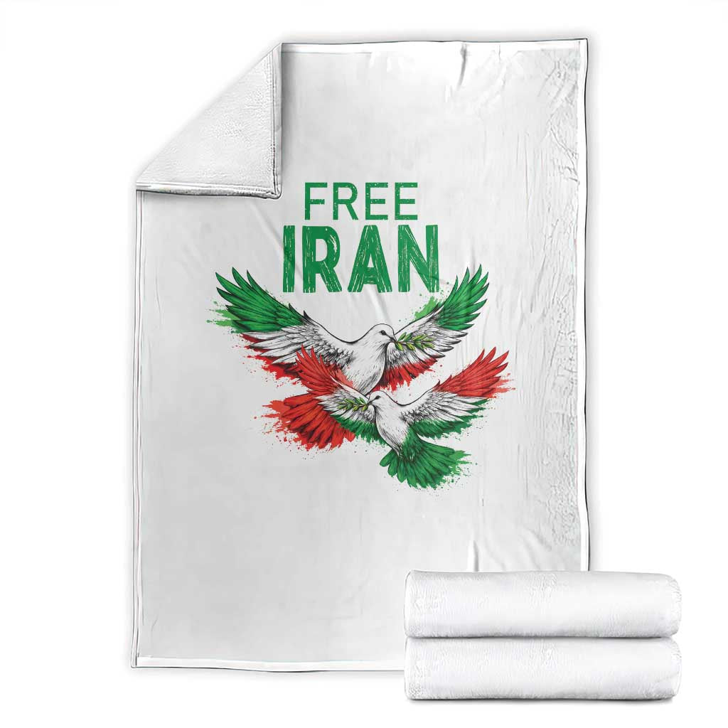 Iranian Flag Peace Doves Throw Blanket Free Iran Freedom Statement Gift