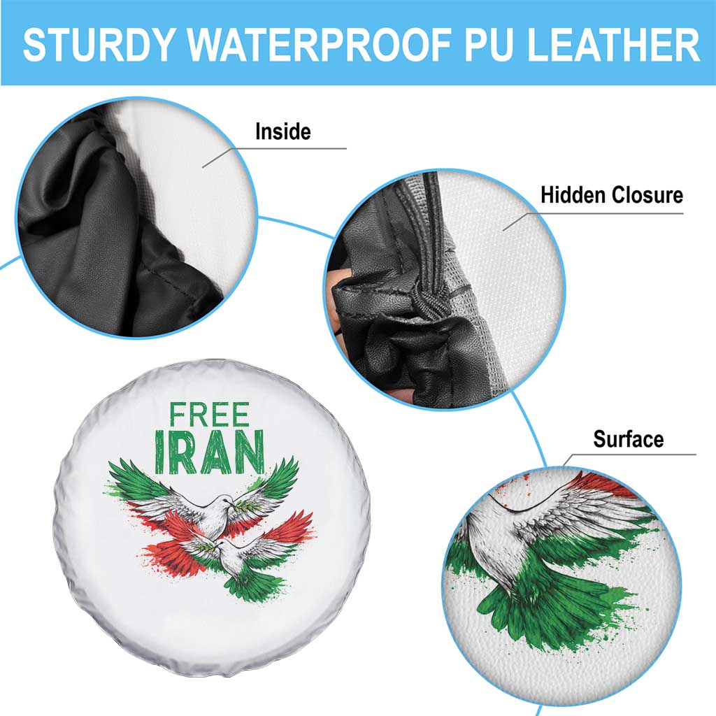 Iranian Flag Peace Doves Spare Tire Cover Free Iran Freedom Statement Gift