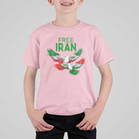 Iranian Flag Peace Doves T Shirt For Kid Free Iran Freedom Statement Gift