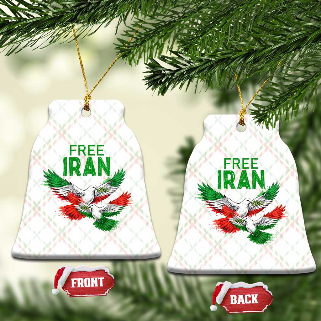 Iranian Flag Peace Doves Ceramic Ornament Free Iran Freedom Statement Gift